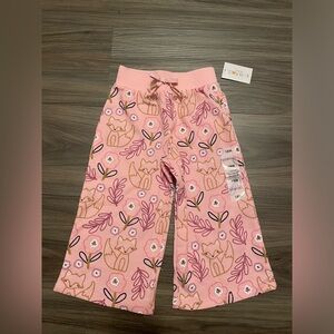 Garanimals Pink Kids wide leg waffle knit Pants with Fox floral Design size 18M